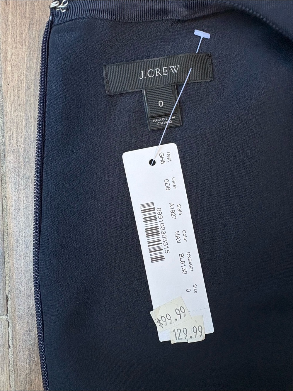 NWT J.Crew Navy Scalloped Edge Crepe Dress Size 0 - Picture 5 of 7